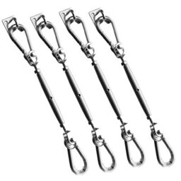 Kookaburra Silver Stainless Steel Square & Rectangle Shade Sail Fixing Kit Garden Fitting Patio Accessory For 4 Corners - thumbnail 1