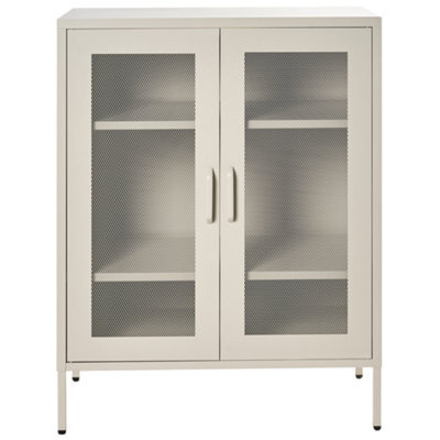Beliani Acme Industrial Metal Office Cabinet Beige 2-Door With Locks, W80 X D40 X H102Cm - image 1