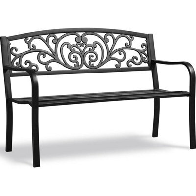 Rustic Charm Outdoor Metal Bench - 3-Seater, - image 1