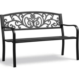 Rustic Charm Outdoor Metal Bench - 3-Seater, - thumbnail 1
