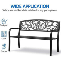 Rustic Charm Outdoor Metal Bench - 3-Seater, - thumbnail 5