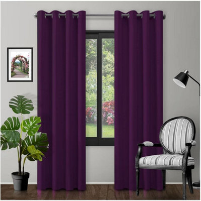 Gc Gaveno Cavailia Aubergine Blackout Eyelet Curtains 66X72 Inches 80-90% Black Out Thermal Ring Top Curtain Pair Window - image 1