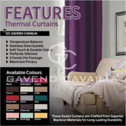 Gc Gaveno Cavailia Aubergine Blackout Eyelet Curtains 66X72 Inches 80-90% Black Out Thermal Ring Top Curtain Pair Window - thumbnail 3