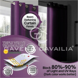 Gc Gaveno Cavailia Aubergine Blackout Eyelet Curtains 66X72 Inches 80-90% Black Out Thermal Ring Top Curtain Pair Window - thumbnail 6