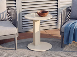 Beliani Garden Side Table Vanzago 40 Cm 40 Cm Metal Beige - thumbnail 2