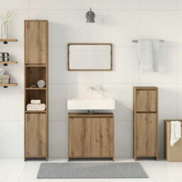 Berkfield 4 Piece Bathroom Furniture Set Artisan Oak Engineered Wood - thumbnail 3
