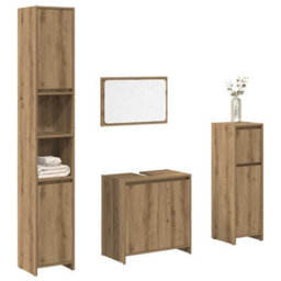 Berkfield 4 Piece Bathroom Furniture Set Artisan Oak Engineered Wood