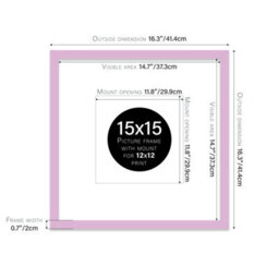 "15X15"" Lilac Picture Frame - 15X15"" Square Frame With 12X12"" Mount For 15X15""/12X12"" Pictures Classic Style Room Decor, 1 Pack" - thumbnail 2