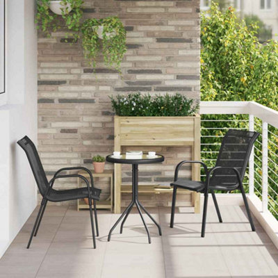 Berkfield Garden Bistro Set 3 Pcs Black Steel - image 1