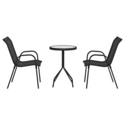 Berkfield Garden Bistro Set 3 Pcs Black Steel - thumbnail 7