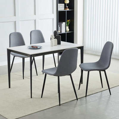 MCC Direct Set Of 4 Teddy Faux Fur Stitched Design Dining Chairs Light Grey Bella By Mcc - image 1