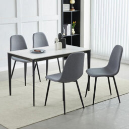 MCC Direct Set Of 4 Teddy Faux Fur Stitched Design Dining Chairs Light Grey Bella By Mcc - thumbnail 1