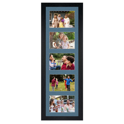 AK Frames 26X8 Black Modern Multi Photo Frame With Pompadour Mount - Holds 5 Apertures (5X) 6X4 Photos - image 1