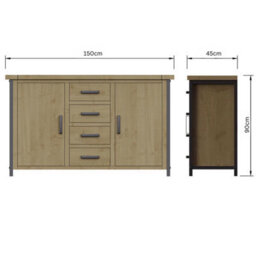 Fwstyle 2 Door 4 Drawer Solid Pine Large Sideboard - thumbnail 5