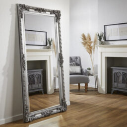The Online Mirror Shop Leaner Mirror Grand Louis Rectangular Shape With Antique Silver Frame For Hanging In Bedroom - H 180Cmxw 90Cmxd 6.5Cm