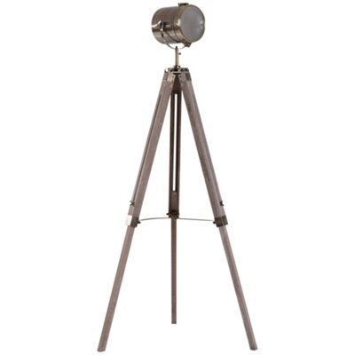 Wyld Haus Sosu Reyo Industrial Tripod Floor Lamp With Adjustable Height Grey Pine Legs And Bronze Shade - image 1