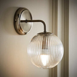 Valuelights Kempton Pair Of Brushed Chrome Wall Lights With Ribbed Globe Shade And Bulbs - thumbnail 3