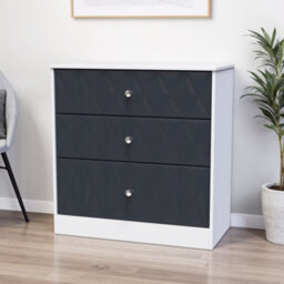 San Jose Ready Assembled Matt Indigo & White No Effect 3 Drawer Chest (H)791mm (W)766mm (D)395mm - thumbnail 1