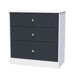 San Jose Ready Assembled Matt Indigo & White No Effect 3 Drawer Chest (H)791mm (W)766mm (D)395mm - thumbnail 2