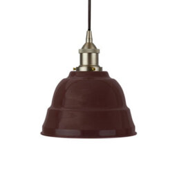 Burgundy Red Lincoln Painted Dome Pendant Light With Brushed Chrome Lamp Holder And Black Round Cable - Se Home