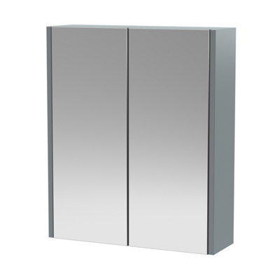 Hudson Reed Juno Wall Hung 2 Door Mirror Cabinet With Soft Close Hinges, Coastal Grey, 715 X 600 mm - image 1