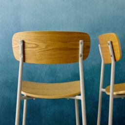 Sweeek - Set Of 2 Vintage Plywood Bar Stools With Ash Effect Wood Veneer And Beige Metal Legs L 42.5 X D 50 X H 94Cm - Toby - thumbnail 6