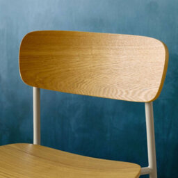 Sweeek - Set Of 2 Vintage Plywood Bar Stools With Ash Effect Wood Veneer And Beige Metal Legs L 42.5 X D 50 X H 94Cm - Toby - thumbnail 5