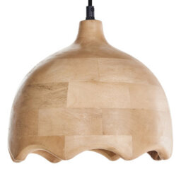 Beliani Pendant Lamp Brown Mango Wood Round Shade 24Cm X 130Cm - thumbnail 4