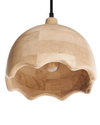 Beliani Pendant Lamp Brown Mango Wood Round Shade 24Cm X 130Cm - thumbnail 3