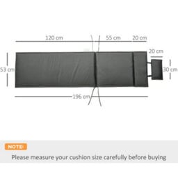 Outsunny Garden Sun Lounger Cushion Only, Recliner Pad With Pillow Grey - thumbnail 3