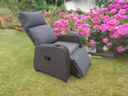 UK Leisure World Rattan Recliner Wicker Garden Outdoor Sun Lounger Chair Chair Sofa Furniture Patio Grey - thumbnail 2
