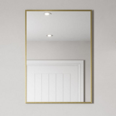 Aveli 700 X 500mm Brushed Brass Wall Mounted Bathroom Mirror Framed Rectangular Modern - image 1