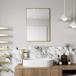 Aveli 700 X 500mm Brushed Brass Wall Mounted Bathroom Mirror Framed Rectangular Modern - thumbnail 2