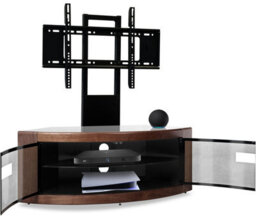 "Homeology Pangea Black/walnut Beam-Thru Curved True-Corner 32""-50"" Tv Cabinet With Mounting Arm" - thumbnail 8