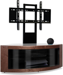 "Homeology Pangea Black/walnut Beam-Thru Curved True-Corner 32""-50"" Tv Cabinet With Mounting Arm" - thumbnail 5