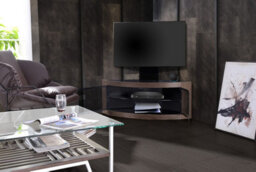 "Homeology Pangea Black/walnut Beam-Thru Curved True-Corner 32""-50"" Tv Cabinet With Mounting Arm" - thumbnail 6