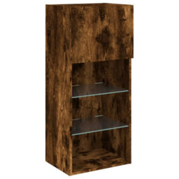 Berkfield 5 Piece Tv Wall Units With Led Smoked Oak Engineered Wood - thumbnail 8