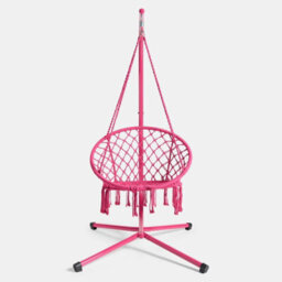 Ohs Macrame Hanging Chair Outdoor Swing Garden Hammock Rope Tassels - thumbnail 2