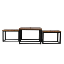 Buttercup Farm Parquet Coffee Table With Stool - Mango Wood/iron - L60 X W120 X H41.5 Cm - thumbnail 3