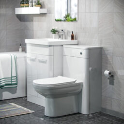 Nes Home 3-Piece High Gloss White Bathroom Suite 600mm Vanity, Wc, Btw Toilet & Bath - thumbnail 2
