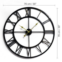 Walplus Roman Numerals Wall Clock For Indoor - Vintage Look Clock, Metal Large Wall Clock, Roman No With Gold Hands - 76Cm - thumbnail 4