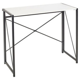 Urbn-Living Urbnliving Height 74Cm Rectangle Wooden Folding Table Steel Colour White Legs Computer Work Office Desk Bedroom - thumbnail 1