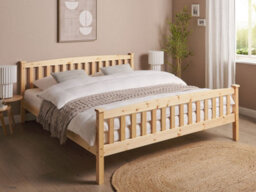 Beliani Bed Pine Wood Giverny 180 X 200 Cm (Eu Super King) Light Brown - thumbnail 2