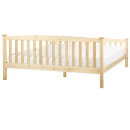 Beliani Bed Pine Wood Giverny 180 X 200 Cm (Eu Super King) Light Brown - thumbnail 5