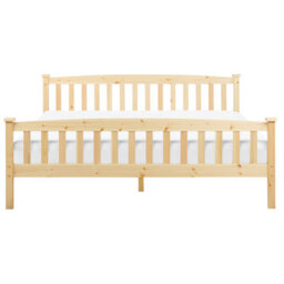 Beliani Bed Pine Wood Giverny 180 X 200 Cm (Eu Super King) Light Brown - thumbnail 4