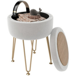 Homcom 5L Velvet Footstool With Removable Lid For Bedroom, Cream White - thumbnail 2