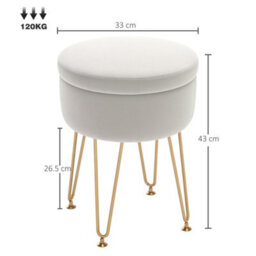 Homcom 5L Velvet Footstool With Removable Lid For Bedroom, Cream White - thumbnail 3