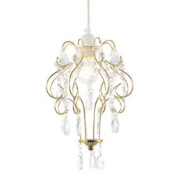 Happy Homewares Polished Gold Shabby Chic Chandelier Style Pendant Shade With Acrylic - thumbnail 2