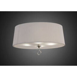 Luminosa Lighting Luminosa Mara Flush Ceiling 4 Light E27 Round, Antique Brass With Ivory White Shade - thumbnail 2
