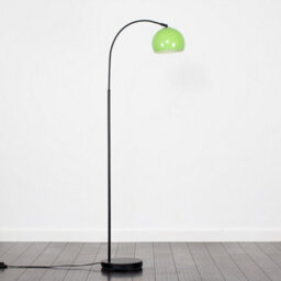 Valuelights Designer Style Black Curved Stem Floor Lamp With Gloss Green Metal Dome Light Shade - thumbnail 4